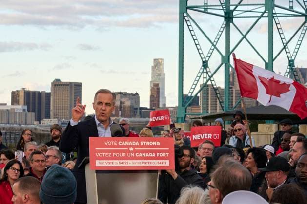 April 26, 2025, Windsor, Ontario, USA: Canadian Prime Minister Mark Carney holds an election rally in Windsor, Ontario on Saturday, April 26, 2025. Windsor USA - ZUMAg216 20250426_znp_g216_010 Copyright: xDominicxGwinnx