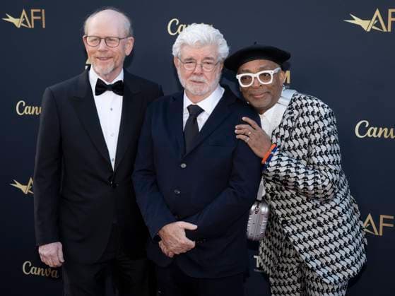 AFI Life Achievement Award Ceremony Honoring Francis Ford Coppola 26 April 2025 - Hollywood, California - (L-R) Ron Howard, George Lucas and Spike Lee. AFI Life Achievement Award Ceremony Honoring Francis Ford Coppola at TCL Chinese Theatre. Photo Credit: Billy Bennight AdMedia Hollywood California United States EDITORIAL USE ONLY  Copyright: xx BillyxBennightx admphotostwo928376