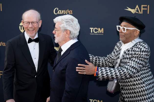AFI Life Achievement Award Ceremony Honoring Francis Ford Coppola 26 April 2025 - Hollywood, California - (L-R) Ron Howard, George Lucas and Spike Lee. AFI Life Achievement Award Ceremony Honoring Francis Ford Coppola at TCL Chinese Theatre. Photo Credit: Billy Bennight AdMedia Hollywood California United States EDITORIAL USE ONLY  Copyright: xx BillyxBennightx admphotostwo928380