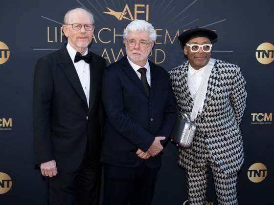 April 26, 2025, Hollywood, California, USA: (L-R) Ron Howard, George Lucas and Spike Lee attend the AFI Life Achievement Award Ceremony Honoring Francis Ford Coppola. Hollywood USA - ZUMAb173 20250426_aap_b173_004 Copyright: xBillyxBennightx