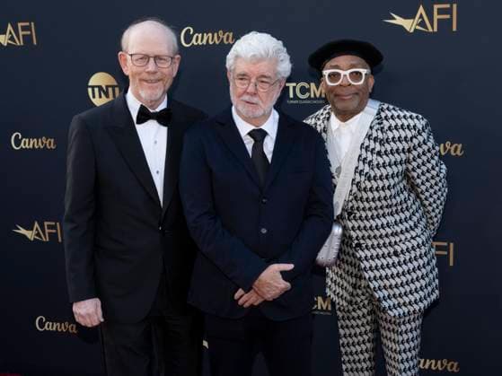 April 26, 2025, Hollywood, California, USA: (L-R) Ron Howard, George Lucas and Spike Lee attend the AFI Life Achievement Award Ceremony Honoring Francis Ford Coppola. Hollywood USA - ZUMAb173 20250426_aap_b173_009 Copyright: xBillyxBennightx