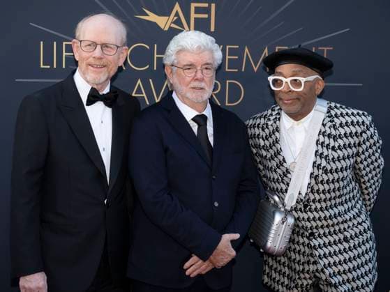 April 26, 2025, Hollywood, California, USA: (L-R) Ron Howard, George Lucas and Spike Lee attend the AFI Life Achievement Award Ceremony Honoring Francis Ford Coppola. Hollywood USA - ZUMAb173 20250426_aap_b173_035 Copyright: xBillyxBennightx