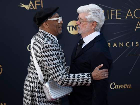 April 26, 2025, Hollywood, California, USA: Spike Lee and George Lucas attend the AFI Life Achievement Award Ceremony Honoring Francis Ford Coppola. Hollywood USA - ZUMAb173 20250426_aap_b173_039 Copyright: xBillyxBennightx