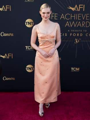 April 26, 2025, Hollywood, California, USA: Elle Fanning attends the AFI Life Achievement Award Ceremony Honoring Francis Ford Coppola. Hollywood USA - ZUMAb173 20250426_aap_b173_048 Copyright: xBillyxBennightx