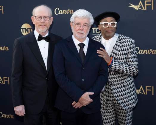April 26, 2025, Hollywood, California, USA: (L-R) Ron Howard, George Lucas and Spike Lee attend the AFI Life Achievement Award Ceremony Honoring Francis Ford Coppola. Hollywood USA - ZUMAb173 20250426_aap_b173_055 Copyright: xBillyxBennightx