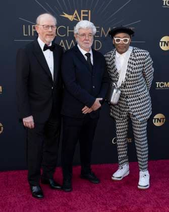 April 26, 2025, Hollywood, California, USA: (L-R) Ron Howard, George Lucas and Spike Lee attend the AFI Life Achievement Award Ceremony Honoring Francis Ford Coppola. Hollywood USA - ZUMAb173 20250426_aap_b173_113 Copyright: xBillyxBennightx