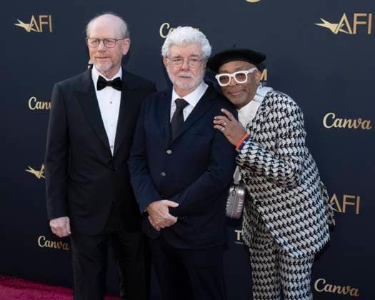 April 26, 2025, Hollywood, California, USA: (L-R) Ron Howard, George Lucas and Spike Lee attend the AFI Life Achievement Award Ceremony Honoring Francis Ford Coppola. Hollywood USA - ZUMAb173 20250426_aap_b173_119 Copyright: xBillyxBennightx