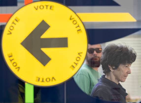 (250428) -- TORONTO, April 28, 2025 -- People wait to cast their ballots at a polling station in Toronto, Canada, on April 28, 2025. Millions of Canadians are lining up to cast their ballots on Monday as U.S. President Donald Trump weighed in on the election with a new threat of annexation of the country. (Photo by Xinhua) CANADA-TORONTO-ELECTION ZouxZheng 