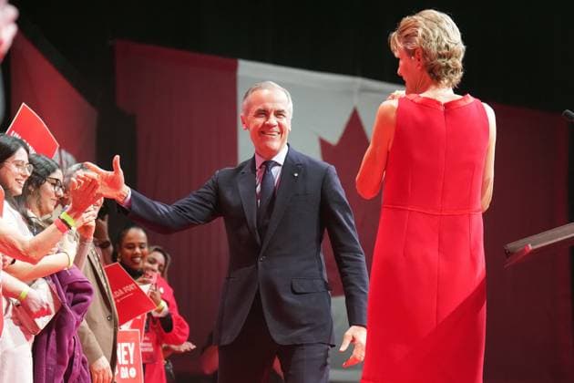 April 29, 2025, Ottawa, On, CANADA: Canadian Prime Minister Mark Carney arrives to address supporters at his campaign headquarters on election night in Ottawa, Tuesday, April 29, 2025. Ottawa CANADA  - ZUMAc35_ 20250429_zaf_c35_017 Copyright: xNathanxDenettex