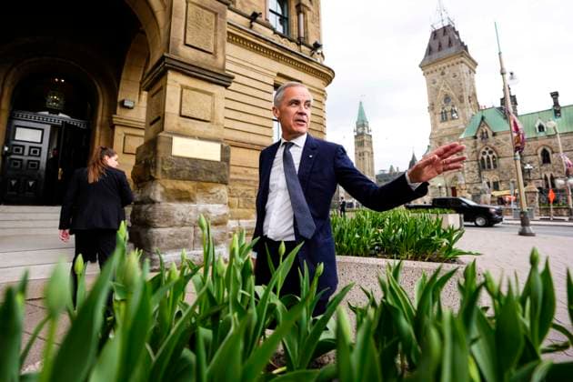 April 29, 2025, Ottawa, On, CANADA: Canadian Prime Minister Mark Carney arrives at the Office of the Prime Minister and Privy Council, the morning after the Liberal Party won the Canadian federal election, in Ottawa on Tuesday, April 29, 2025. Ottawa CANADA  - ZUMAc35_ 20250429_zaf_c35_021 Copyright: xJustinxTangx