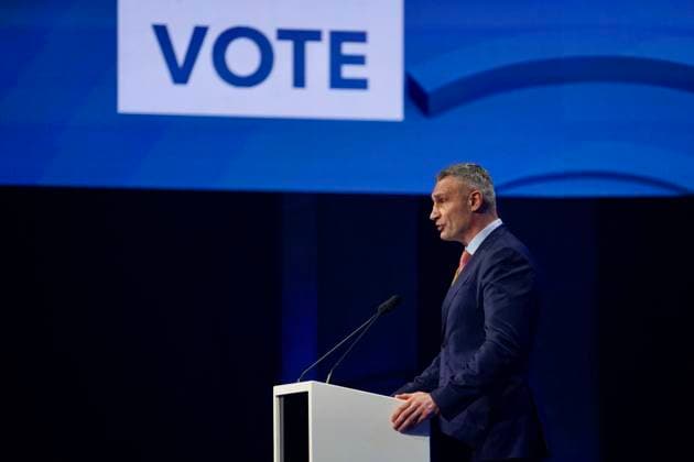 Congress of the European Peoples Party EPP in Valencia The mayor of Kiev, Vitali Klichko, during the Congress of the European Peoples Party EPP, at the Feria de Valencia, on April 29, 2025, in Valencia, Valencian Community Spain This Tuesday, April 29, starts the Congress of the European Peoples Party EPP with the absence of the leader of the PP in Spain, Alberto Núnez Feijóo, who has prioritized contacting the regional presidents to analyze the situation caused by the massive blackout in the Peninsula 29 APRIL 2025 Valencia Valencia Valencia Valencia Valencia Valencia Valencia Valencia Valencia Valencia Valencia Valencia Spain  Copyright: xEduardoxManzanax 6685647