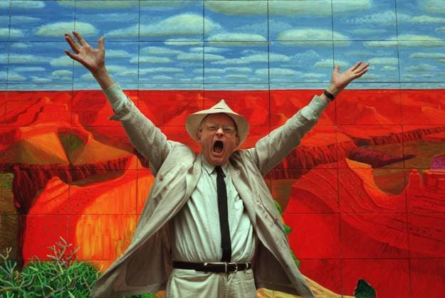 David Hockney Artist David Hockney May 1999 at the RA in front of his painting A Closer Grand Canyon Copyright: xTomxPilstonx DMGTCHPDPICT000404147852