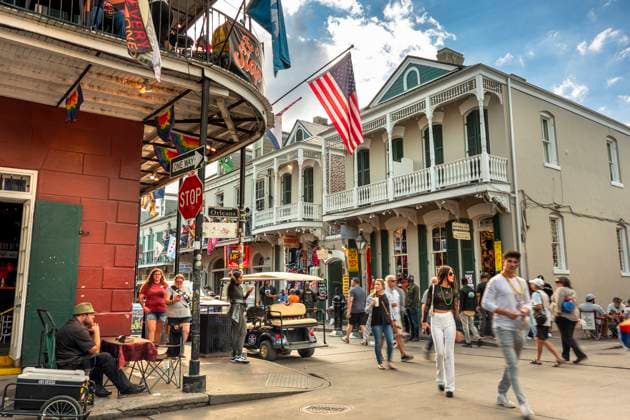 New Orleans Louisiana tourists Bourbon Street French Quarter United States, Louisiana, New Orleans R_KSWG250428B-1713342-01 EDITORIAL USE ONLY