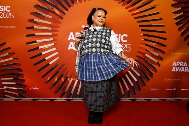 APRA MUSIC AWARDS 2025, Kaiit poses for a photo during the 2025 APRA Music Awards at Melbourne Town Hall in Melbourne, Wednesday, April 30, 2025. ( NO ARCHIVING MELBOURNE VICTORIA AUSTRALIA  Copyright: xCONxCHRONISx 20250430119289548514