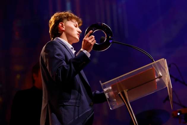 APRA MUSIC AWARDS 2025, Nephew of Kylie Minogue Charlie Minogue accepts the Ted Albert Award on behalf of Kylie Minogue during the 2025 APRA Music Awards at Melbourne Town Hall in Melbourne, Wednesday, April 30, 2025. ( NO ARCHIVING MELBOURNE VICTORIA AUSTRALIA  Copyright: xCONxCHRONISx 20250430114497477869