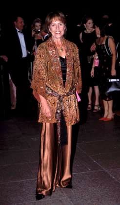 Calendar Girls Premiere PENELOPE WILTON at the Calendar Girls Premiere, Leicester Square brown silk trousers, satin, brown printed cardigan, wrap around, asian style, full length, full-length London Great Britain Copyright: xAdamxHoughton CapitalxPicturesx
