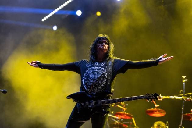 SÃO PAULO, SP - 04.05.2025: BANGERS OPEN AIR 2025 - American heavy metal band WASP performs this Sunday (04) during the third and final day of the Bangers Open Air festival. The band currently features Blackie Lawless (vocals, rhythm guitar, bass, keyboard), Doug Blair, (lead guitar, backing vocals), Mike Duda (bass, backing vocals) and Aquiles Priester, (Drums. The Festival was held in São Paulo at the Memorial da América Latina, west of the capital, between May 2nd and 4th, 2025. x2732431x EmersonxSantos