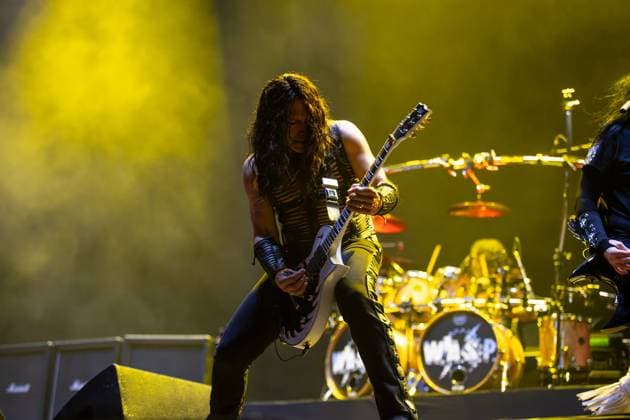 SÃO PAULO, SP - 04.05.2025: BANGERS OPEN AIR 2025 - American heavy metal band WASP performs this Sunday (04) during the third and final day of the Bangers Open Air festival. The band currently features Blackie Lawless (vocals, rhythm guitar, bass, keyboard), Doug Blair, (lead guitar, backing vocals), Mike Duda (bass, backing vocals) and Aquiles Priester, (Drums. The Festival was held in São Paulo at the Memorial da América Latina, west of the capital, between May 2nd and 4th, 2025. x2732432x EmersonxSantos