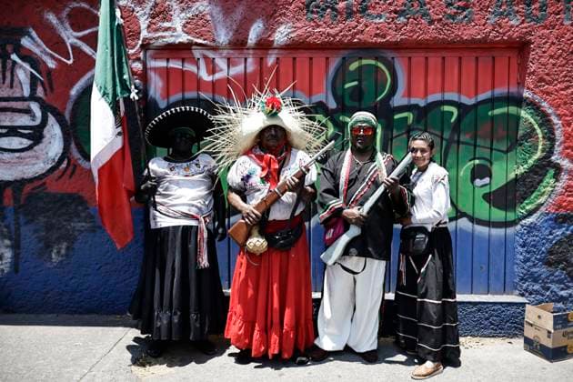 May 5, 2025, Mexico, Cdmx, Mexico: The PeoÂ±on de los BaoÂ±os area belongs to the Venustiano Carranza region and is known for three things: first, it was an area of springs and medicinal waters; second, the Mexico City International Airport (AICM) is located in the same area; and third, because residents have held the largest and most important Representation of the Battle of Puebla in the city for 95 years, and it will be recognized as Intangible Cultural Heritage of Mexico City in May 2023..The families who live in PeoÂ±on de los BaoÂ±os are the protagonists of this performance. They wear costumes to represent the Zacapoaxtla Indians and the French army. They use rifles and cannons filled with gunpowder to generate explosions and - ZUMAp204 20250505_zip_p204_036 Copyright: xJosuexPerezx