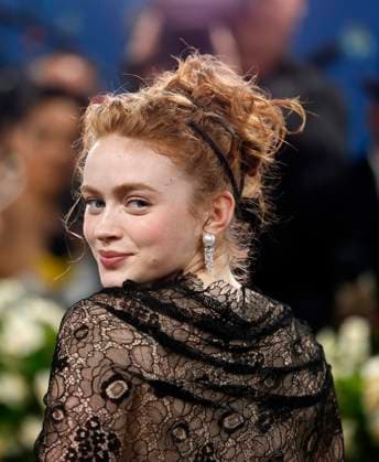 Sadie Sink arrives on the red carpet at the 2025 Met Gala celebrating the opening of Superfine: Tailoring Black Style at The Metropolitan Museum of Art on Monday, May 5, 2025 in New York City.  NYP20250505129 JOHNxANGELILLO