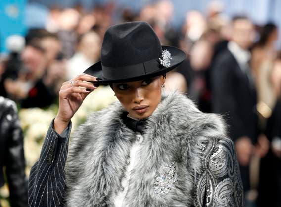 Ugbad Abdi arrives on the red carpet at the 2025 Met Gala celebrating the opening of Superfine: Tailoring Black Style at The Metropolitan Museum of Art on Monday, May 5, 2025 in New York City.  NYP20250505133 JOHNxANGELILLO