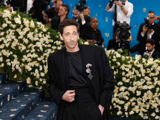 Adrien Brody arrives on the red carpet at the 2025 Met Gala celebrating the opening of Superfine: Tailoring Black Style at The Metropolitan Museum of Art on Monday, May 5, 2025 in New York City.  NYP20250505605 JOHNxANGELILLO