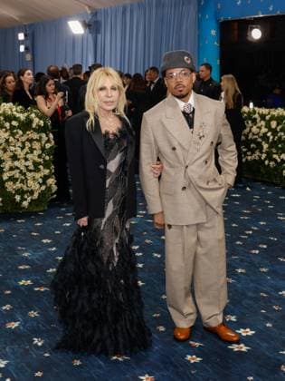 Chance the Rapper and Donatella Versace arrive on the red carpet at the 2025 Met Gala celebrating the opening of Superfine: Tailoring Black Style at The Metropolitan Museum of Art on Monday, May 5, 2025 in New York City.  NYP20250505611 JOHNxANGELILLO