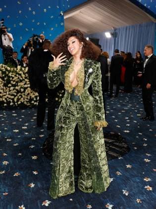 Cardi B arrives on the red carpet at the 2025 Met Gala celebrating the opening of Superfine: Tailoring Black Style at The Metropolitan Museum of Art on Monday, May 5, 2025 in New York City.  NYP20250505654 JOHNxANGELILLO