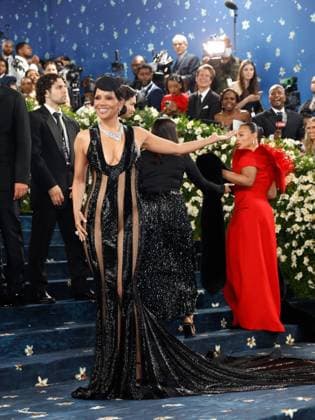 Halle Berry arrives on the red carpet at the 2025 Met Gala celebrating the opening of Superfine: Tailoring Black Style at The Metropolitan Museum of Art on Monday, May 5, 2025 in New York City.  NYP20250505657 JOHNxANGELILLO