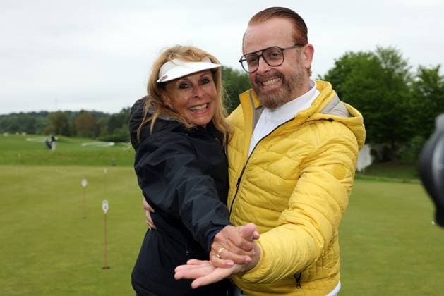 Europa-Park Eagles Charity Golfcup 2025 Ireen Sheer und Ross Antony auf dem Golfplatz. Europa-Park Eagles Charity Golfcup 2025 am 05.05.2025 auf dem 18-Loch-Platz des Europa-Park Golfclubs Breisgau e.V.. Baden-Württemberg, Deutschland.