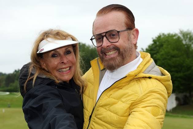 Europa-Park Eagles Charity Golfcup 2025 Ireen Sheer und Ross Antony auf dem Golfplatz. Europa-Park Eagles Charity Golfcup 2025 am 05.05.2025 auf dem 18-Loch-Platz des Europa-Park Golfclubs Breisgau e.V.. Baden-Württemberg, Deutschland.