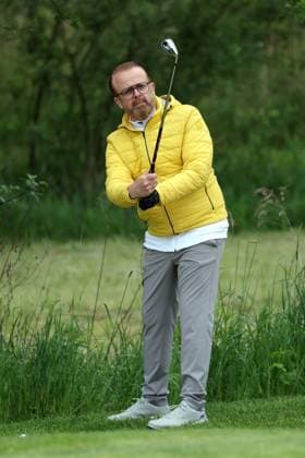Europa-Park Eagles Charity Golfcup 2025 Ross Antony beim Golf spielen. Europa-Park Eagles Charity Golfcup 2025 am 05.05.2025 auf dem 18-Loch-Platz des Europa-Park Golfclubs Breisgau e.V.. Baden-Württemberg, Deutschland.