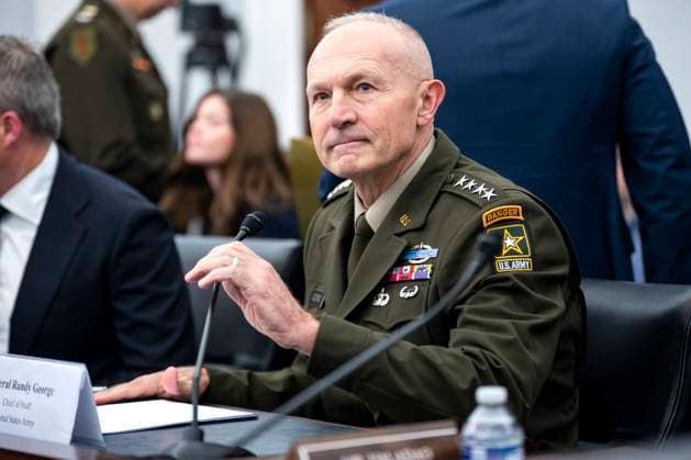 Chief of Staff of the United States Army Gen. Randy George looks on during a House Committee on Appropriations Subcommittee on Defense oversight hearing on the United States Army at the U.S. Capitol in Washington, DC on Wednesday, May 7, 2025.  WAP20250507311 BONNIExCASH