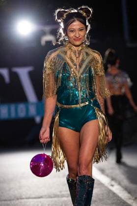 May 8, 2025: A model walks the runway during Austin Fashion Week at Thursdays runway show, Incubate presented by ACC Fashion Incubator at The Domain in Austin, Texas. CSM Austin United States of America - ZUMAc04_ 1061836716st Copyright: xMarioxCantux