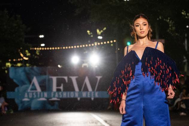 May 8, 2025: A model walks the runway during Austin Fashion Week at Thursdays runway show, Incubate presented by ACC Fashion Incubator at The Domain in Austin, Texas. CSM Austin United States of America - ZUMAc04_ 1061836787st Copyright: xMarioxCantux