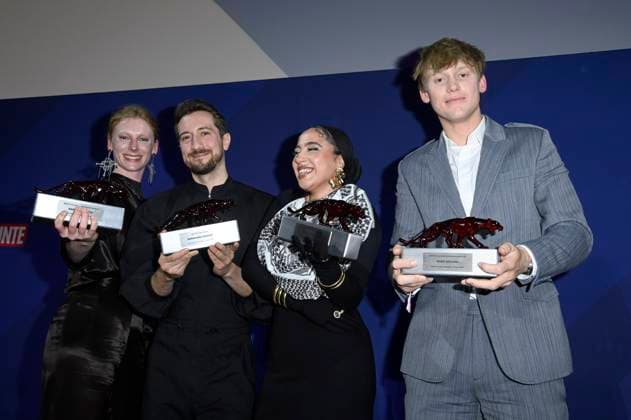 Dana Herfurth, Bernhard Wenger, Tua El-Fawwal und Enzo Brumm bei der Verleihung der Bunte New Faces Awards Film 2025 im Delphi Filmpalast. Berlin, 08.05.2025