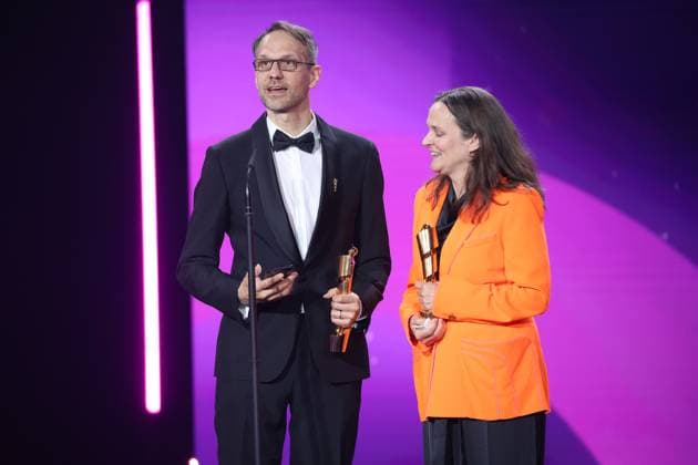 Jan Stoltz, Franzisca Puppe Â· HAGEN IM TAL DER NIBELUNGEN BESTE VISUELLE EFFEKTE bei Verleihung DEUTSCHER FILMPREIS 2025 in Berlin Copyright: xEventpressxFuhrx