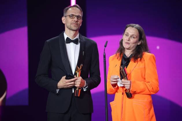 Jan Stoltz, Franzisca Puppe Â· HAGEN IM TAL DER NIBELUNGEN BESTE VISUELLE EFFEKTE bei Verleihung DEUTSCHER FILMPREIS 2025 in Berlin Copyright: xEventpressxFuhrx