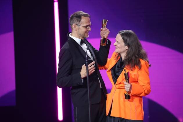 Jan Stoltz, Franzisca Puppe Â· HAGEN IM TAL DER NIBELUNGEN BESTE VISUELLE EFFEKTE bei Verleihung DEUTSCHER FILMPREIS 2025 in Berlin Copyright: xEventpressxFuhrx
