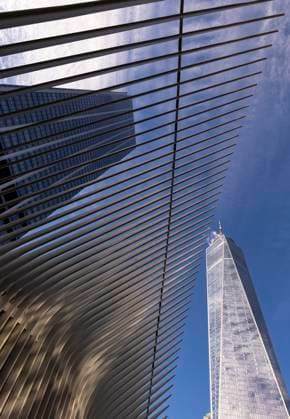 Creative Highlights World From below an architectural look from below at the impressive skyscrapers of New York, featuring sharp lines and reflective surfaces that converge with the sky. Model Released PacoFarero_ID28014_805325_026 Copyright: xPacoxFarerox RECORD DATE NOT STATED