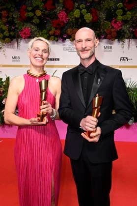 Melanie Raab und Julian R. Wagner bei der 75. Verleihung des Deutschen Filmpreises 2025 im Theater am Potsdamer Platz. Berlin, 09.05.2025