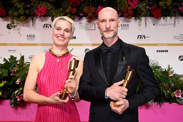 Melanie Raab und Julian R. Wagner bei der 75. Verleihung des Deutschen Filmpreises 2025 im Theater am Potsdamer Platz. Berlin, 09.05.2025