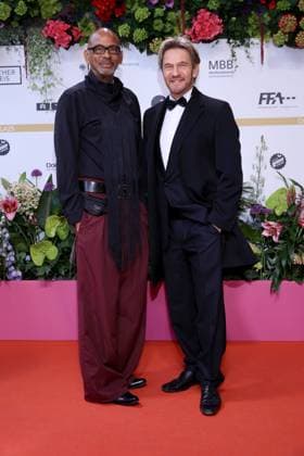 09.05.2025, Pierre Sanoussi-Bliss und Thure Riefenstein bei der 75. Verleihung Deutscher Filmpreis, 2025, in Berlin, Roter Teppich, Berlin Deutschland, Germany