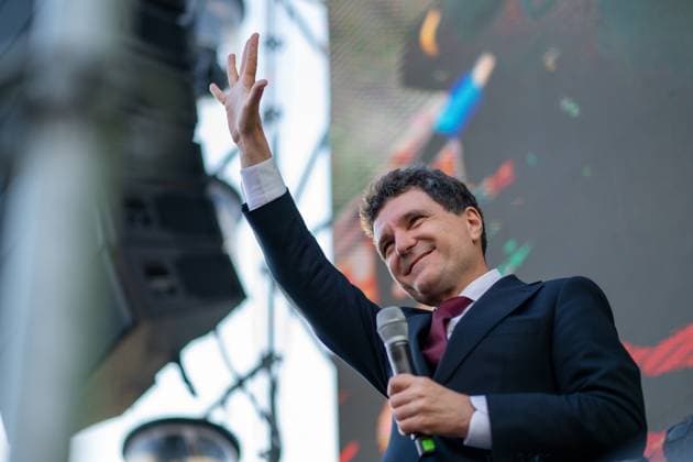 News Themen der Woche KW19 News Bilder des Tages BUCHAREST, ROMANIA, MAY 11, 2025, ELECTORAL RALLY NICUSOR DAN Several thousand people are taking part in an electoral rally organized in support of the independent candidate Nicusor Dan. Copyright: xVLADxBEREHOLSCHIx
