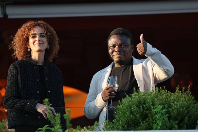 Cannes Jury Diner Jury Members Leïla Slimani and Dieudo Hamadi attend the 2025 Jury Dinner ahead of the 78th annual Cannes Film Festival at on May 12, 2025 in Cannes, France. Photo by Shootpix ABACAPRESS.COM Cannes France  Copyright: xShootpix ABACAx