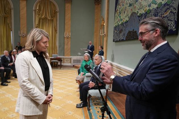 May 13, 2025, Ottawa, On, CANADA: Melanie Joly, Minister of Industry and Minister responsible for Canada Economic Development for Quebec Regions, takes part in the cabinet swearing-in ceremony at Rideau Hall in Ottawa on Tuesday, May 13, 2025. Ottawa CANADA  - ZUMAc35_ 20250513_zaf_c35_063 Copyright: xChristinnexMuschix
