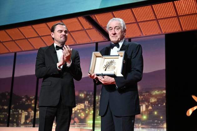 RECORD DATE NOT STATED Robert De Niro Receives Honorary Palme D Or - France Robert De Niro receives an honorary Palme d Or from Leonardo DiCaprio and are seen onstage during the opening ceremony at the 78th annual Cannes Film Festival at the Palais de Festival on May 13, 2025 in Cannes, France. Photo by David Niviere ABACAPRESS.COM Cannes France  Copyright: xNivierexDavid ABACAPRESS.COMx