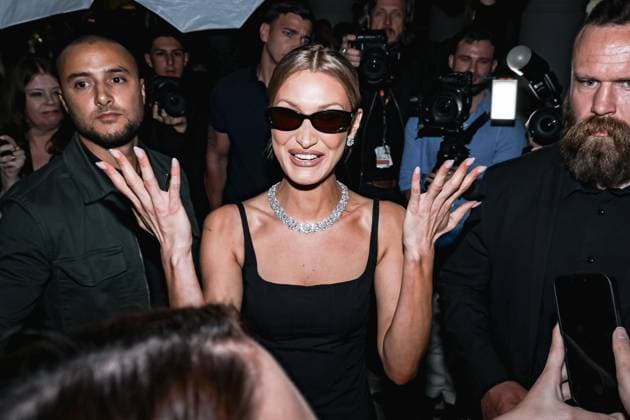 Milan, Italy: Cannes, Celebrity Sightings During Cannes Film Festival 78, Arrivals at Hotel Martinez. Pictured: Bella Hadid (Supermodel) Wearing Chopard Jewelry Milan Italy  - ZUMAp169 20250513_zea_p169_1713 Copyright: xAlessandroxBremecx