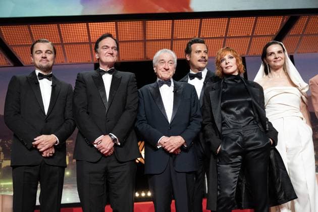 Cannes - Opening Ceremony DN. Leonardo DiCaprio, Quentin Tarantino, Honoree Robert De Niro, Laurent Lafitte, Mylene Farmer and Jury President Juliette Binoche are seen onstage during the opening ceremony at the 78th annual Cannes Film Festival at the Palais de Festival on May 13, 2025 in Cannes, France. Photo by David NIVIERE ABACAPRESS.COM CANNES France  Copyright: xNivierexDavid ABACAPRESS.COMx