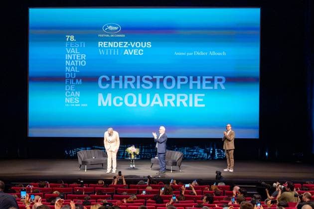 78eme Festival International du Film de Cannes Masterclass by Christopher Macquarrie 78th Cannes International Film Festival Masterclass by Christopher Macquarrie 444158 2025 05 14 Cannes France Frémaux, Thierry McQuarrie, Christopher Allouche, Didier  Copyright: xEstellexCarlierx xStarfacex STAR_444158_007